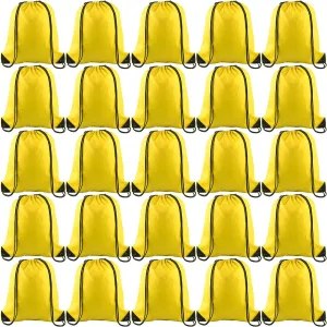 KUUQA 60Pcs Yellow Drawstring Backpacks - Gym, Travel, Storage Bags