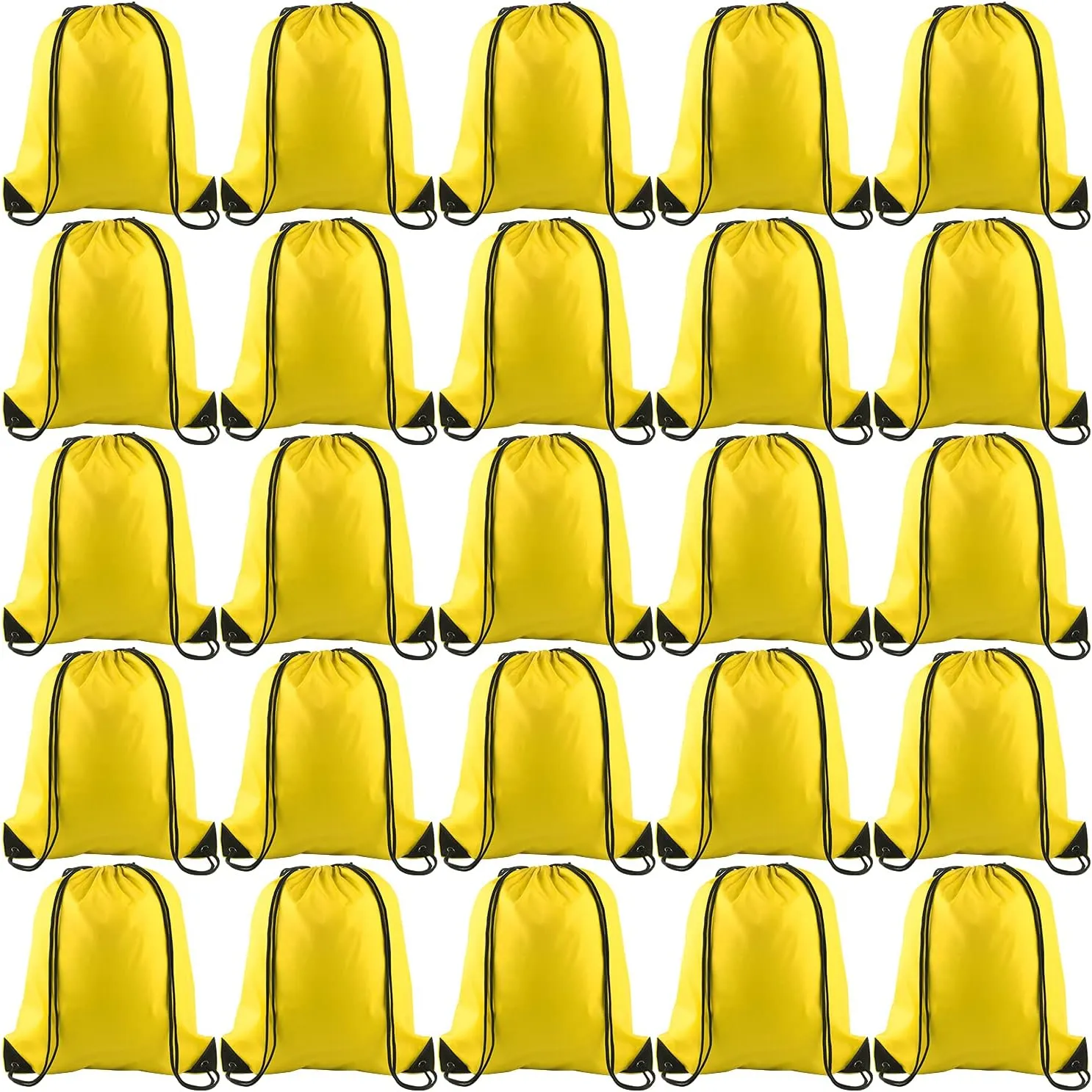 KUUQA 60Pcs Yellow Drawstring Backpacks - Gym, Travel, Storage Bags