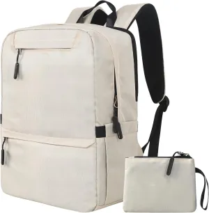 Laptop Backpack, Computer Bag with 2 Compartments, Ergonomic Shoulder Straps, 15.6 Inch Laptop Sleeve, Haul Handle, Book Backpacks, Bookbag for Women, School Backpacks for Teens (Cream)