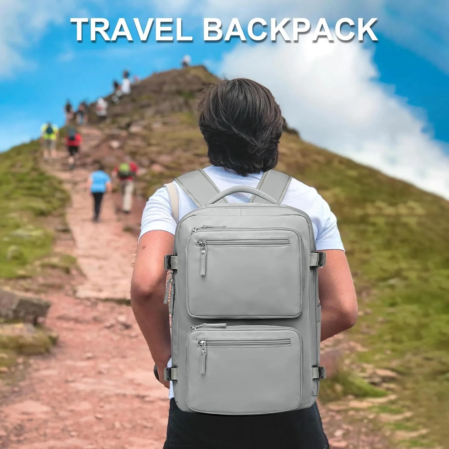 Laptop Backpack for Men Women, Flight Approved Travel Backpack Business Backpack with USB Charging Port, Casual Daypack College Computer Backpacks, Grey