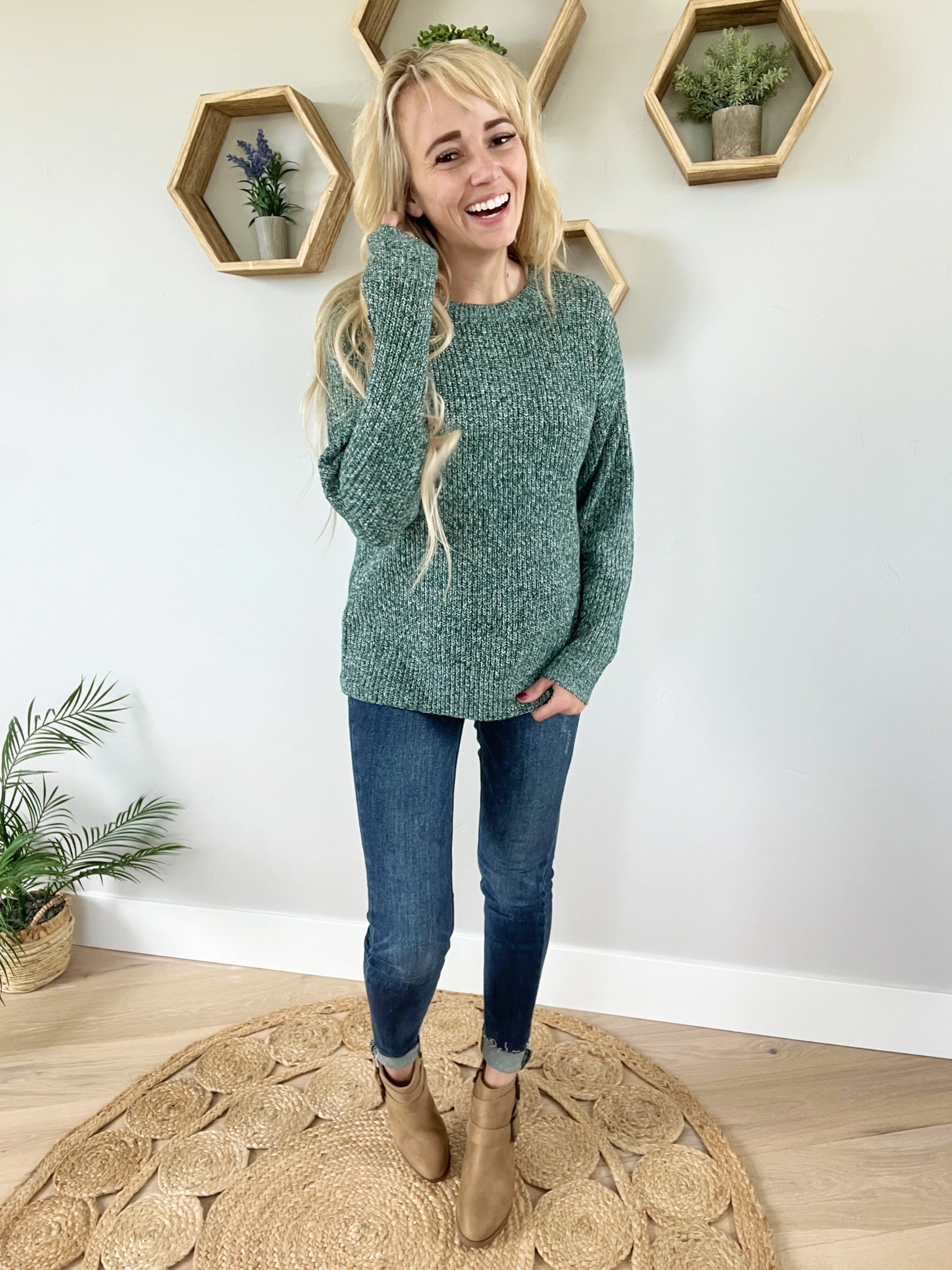 Last But Not Least Sweater in Two Tone Green