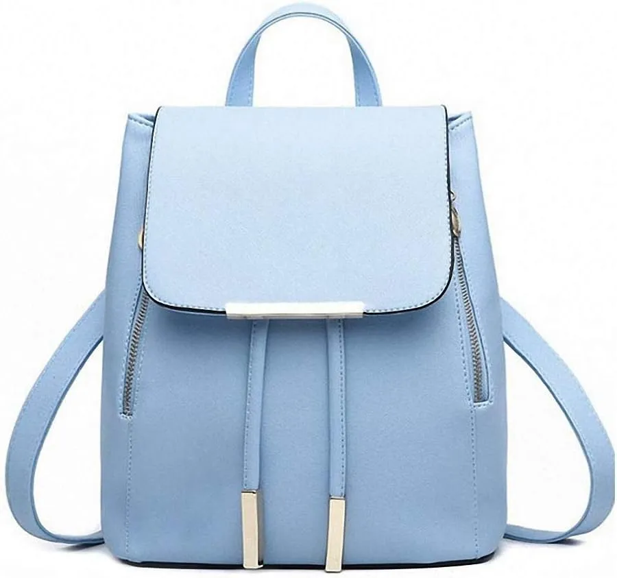 Leather Shoulder Bags Women Square Backpacks Travel Satchel Schoolbags Blue