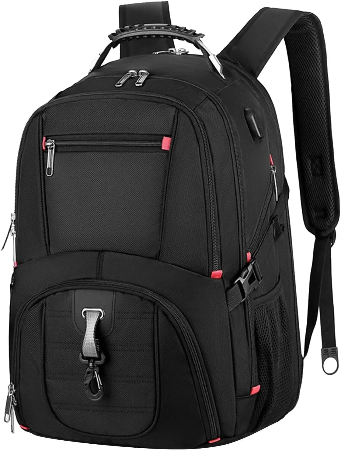 Leather Travel Backpack for Women Adjustable Shoulder Belt Zipper Backpacks Outdoor Travel Slim Laptop Backpack(Black)