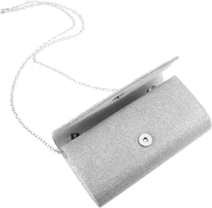LIFKOME Shiny Pleated Evening Bag for Women Wedding Clutch Purse Metal Shoulder Crossbody Bag Fashionable Bridal Pouch Handbag