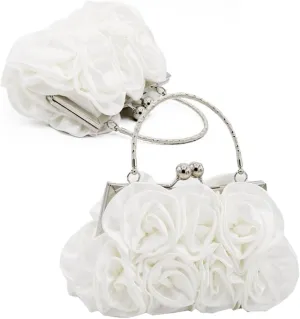 LIFKOME Straw Clutch Purse for Women Large Dinner Bag for Wedding Rose Flower Evening Bag for Bachelorette Party