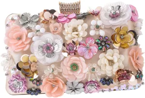 LIFKOME Women's Party Clutch Bag Flower Handbag for Evening Wedding Prom Fashionable Clutch Purse