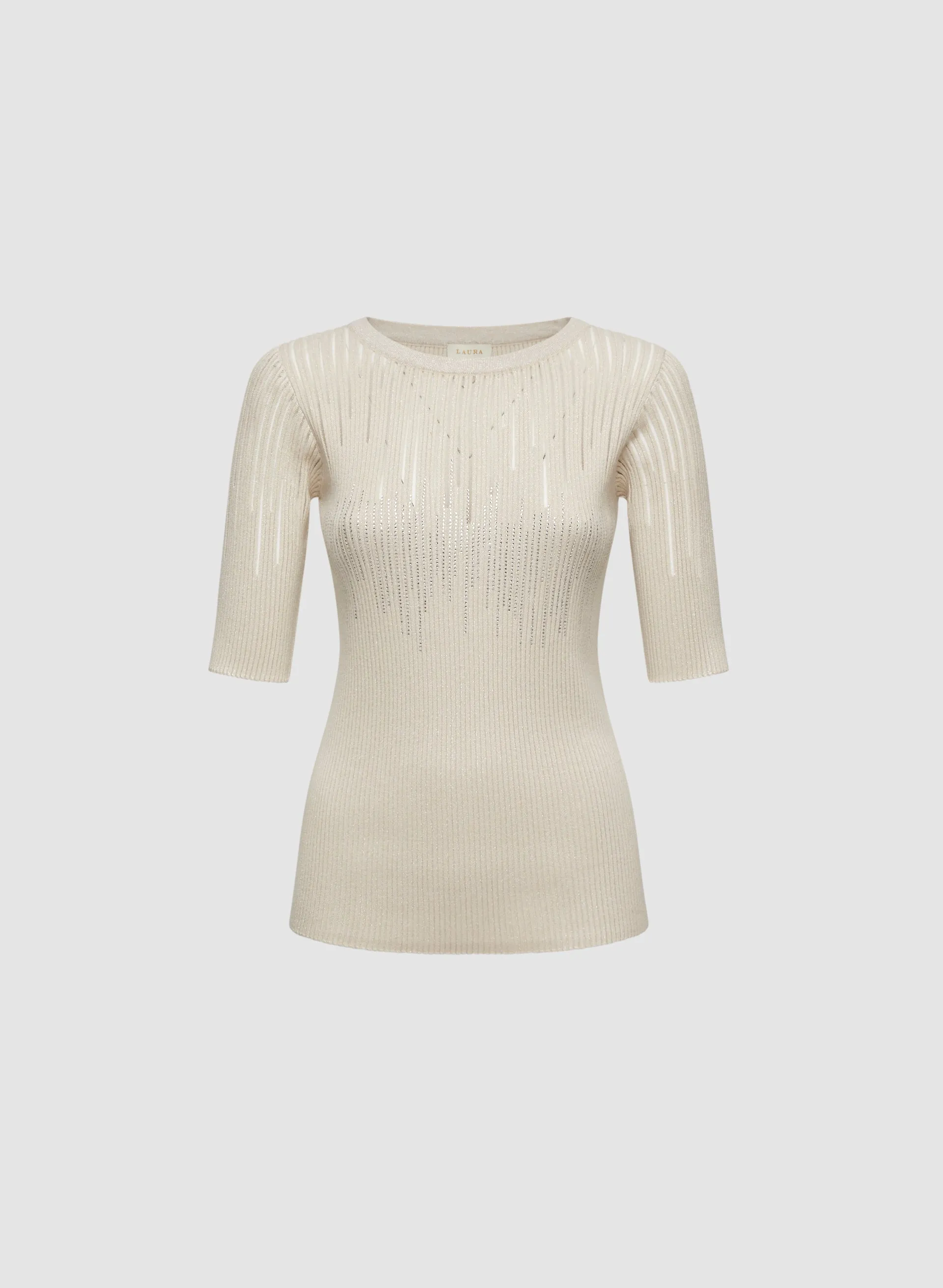 Linear Rhinestone Motif Sweater
