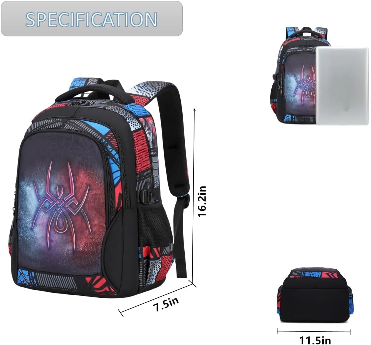 Lmwzh Backpack For Boys Kindergarten Preschool Elementary School Bags Kids Bookbag Waterproof Durable Spider16Inch