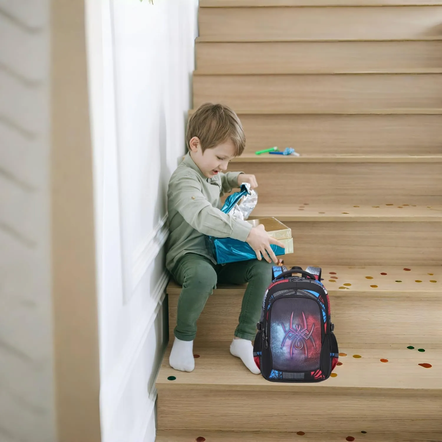 Lmwzh Backpack For Boys Kindergarten Preschool Elementary School Bags Kids Bookbag Waterproof Durable Spider16Inch