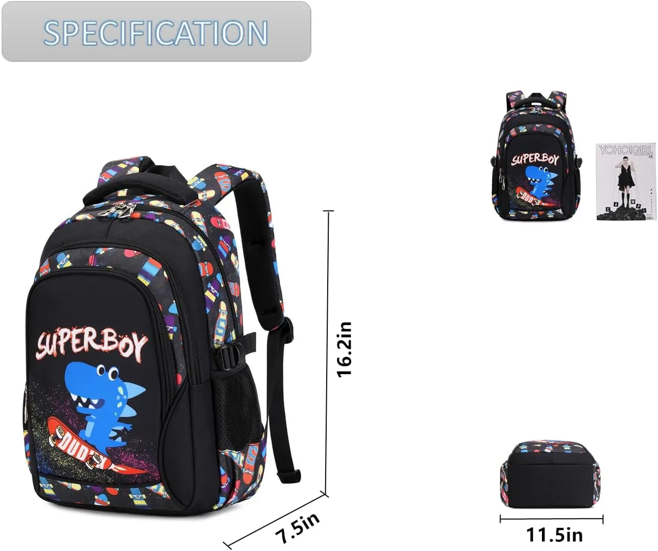 Lmwzh Backpack For Boys Kindergarten Preschool Elementary School Bags Kids Bookbag Waterproof Durable2023 Model (S-Black, Small)