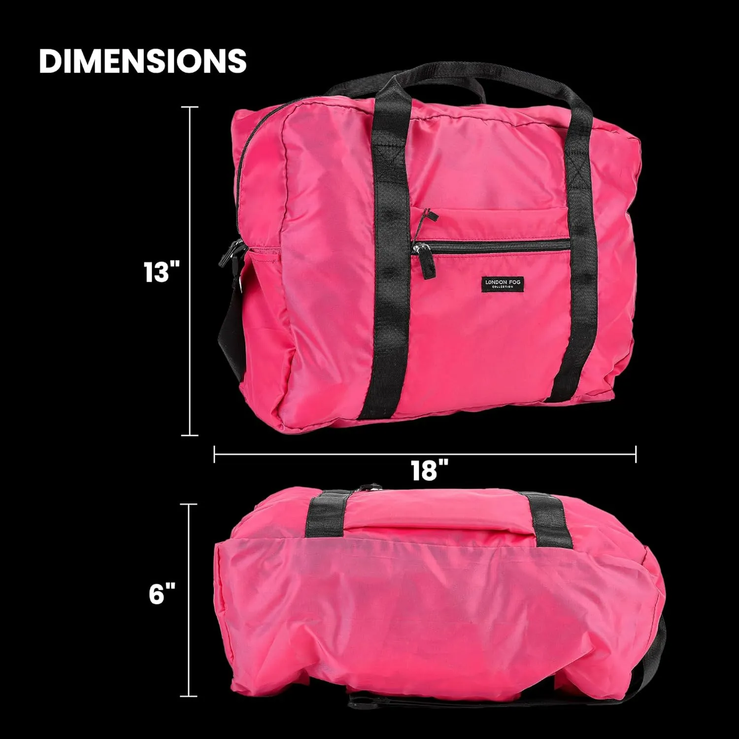 London Fog Nylon Foldable Duffle Bag, Raspberry