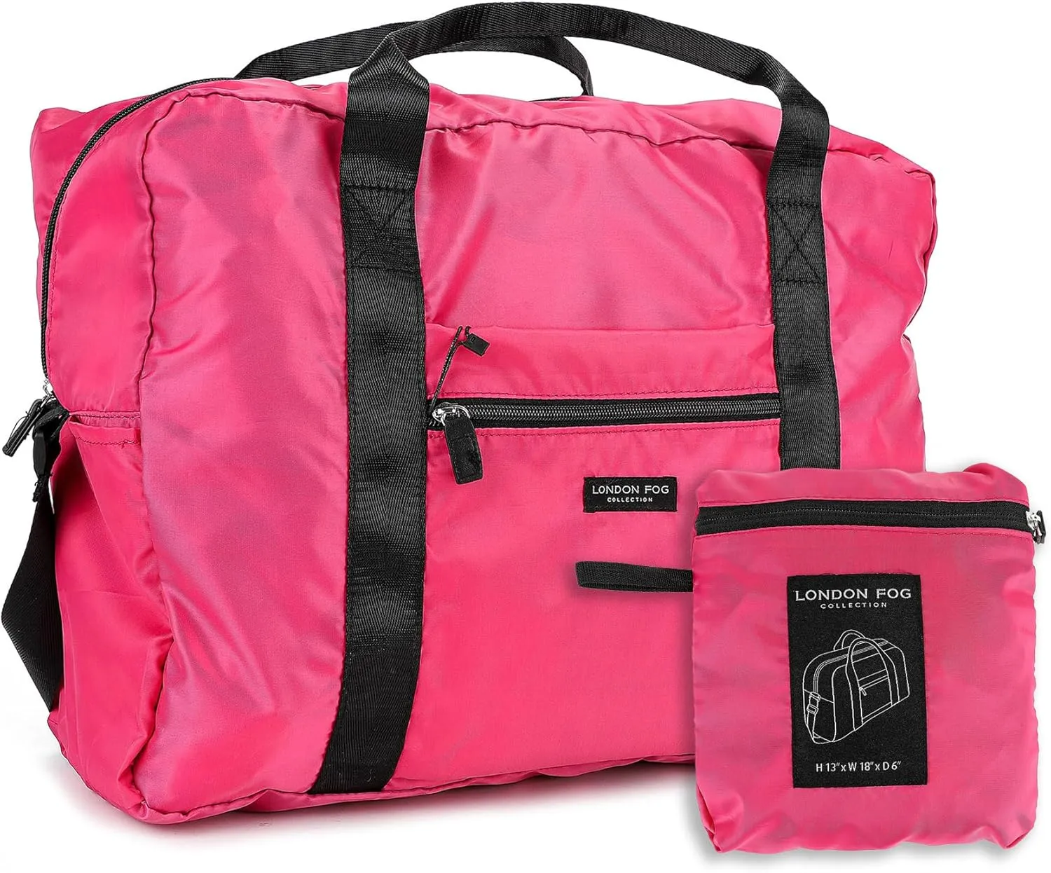 London Fog Nylon Foldable Duffle Bag, Raspberry