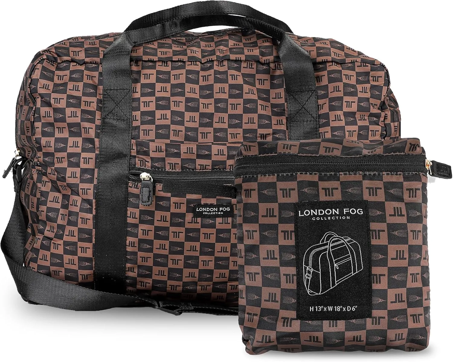 London Fog Nylon Foldable Duffle Bag | Space-Saving | Nylon dufflebag | Compact Pouch | Adjustable Strap | Versatile Carry | Durable | Perfect for Travel & Gym