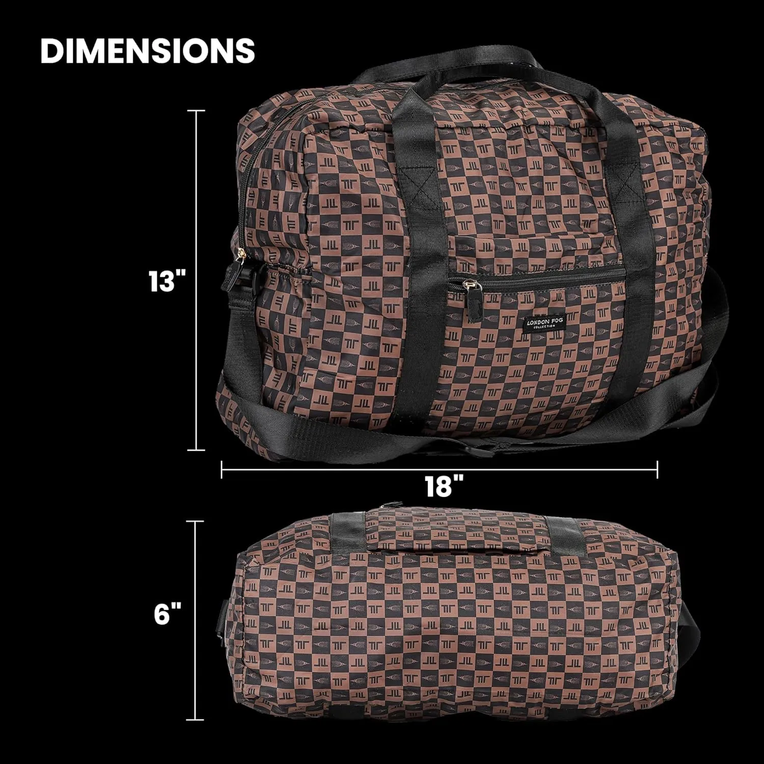London Fog Nylon Foldable Duffle Bag | Space-Saving | Nylon dufflebag | Compact Pouch | Adjustable Strap | Versatile Carry | Durable | Perfect for Travel & Gym