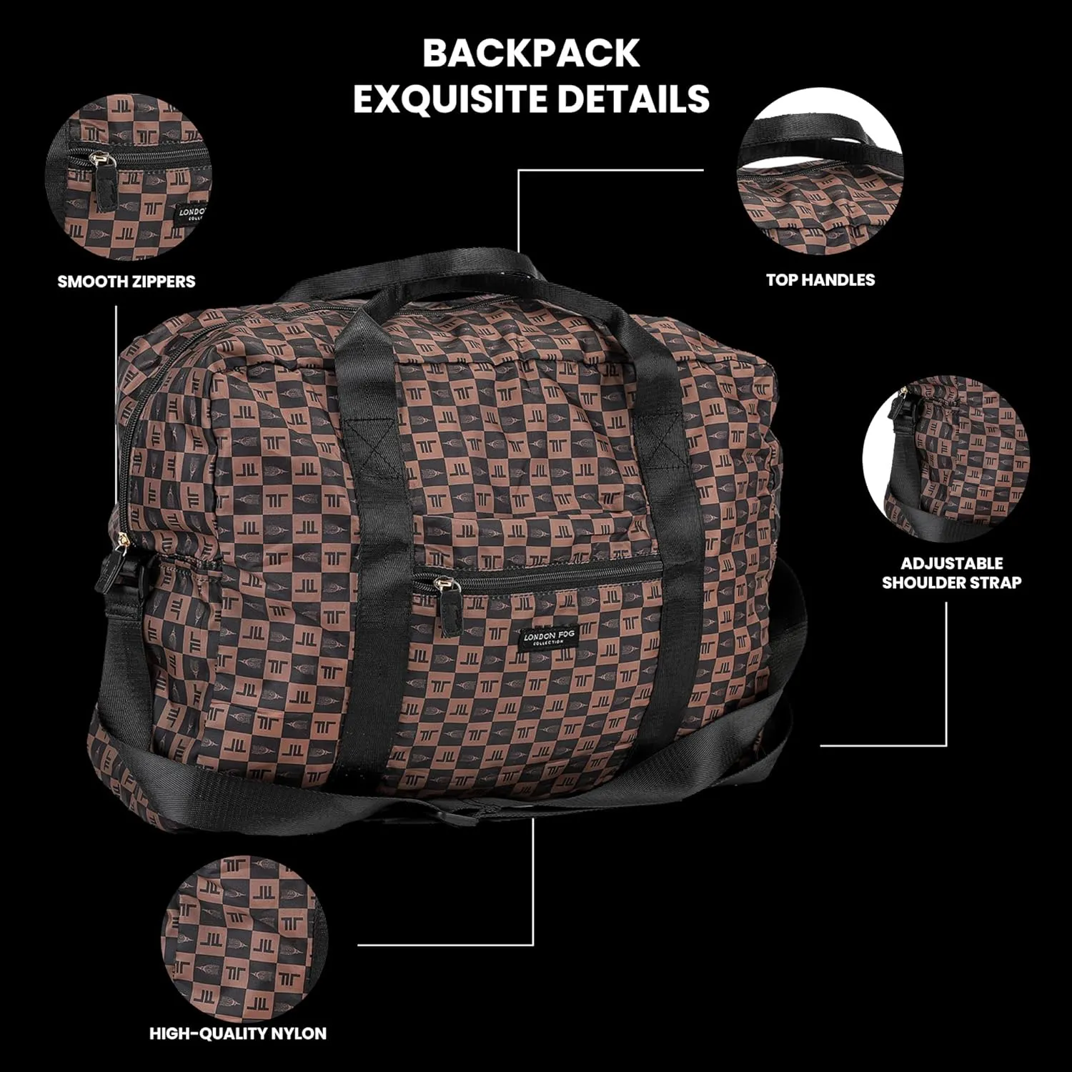 London Fog Nylon Foldable Duffle Bag | Space-Saving | Nylon dufflebag | Compact Pouch | Adjustable Strap | Versatile Carry | Durable | Perfect for Travel & Gym
