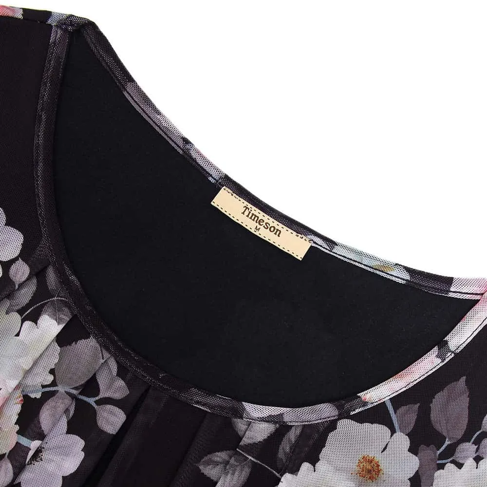 Long Sleeve Scoop Neck Pleated Front  Blouse