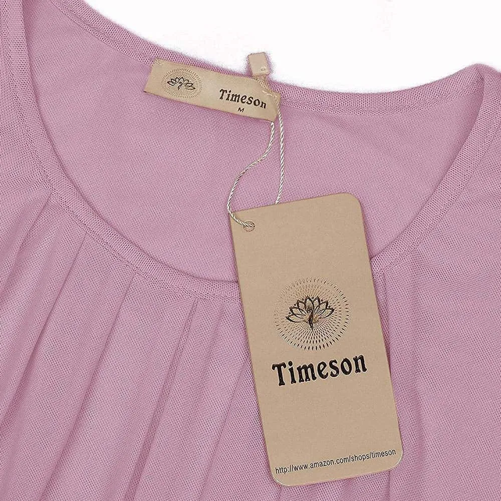 Long Sleeve Scoop Neck Pleated Front  Blouse