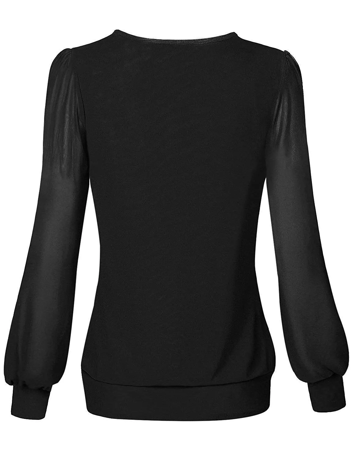 Long Sleeve Scoop Neck Pleated Front  Blouse