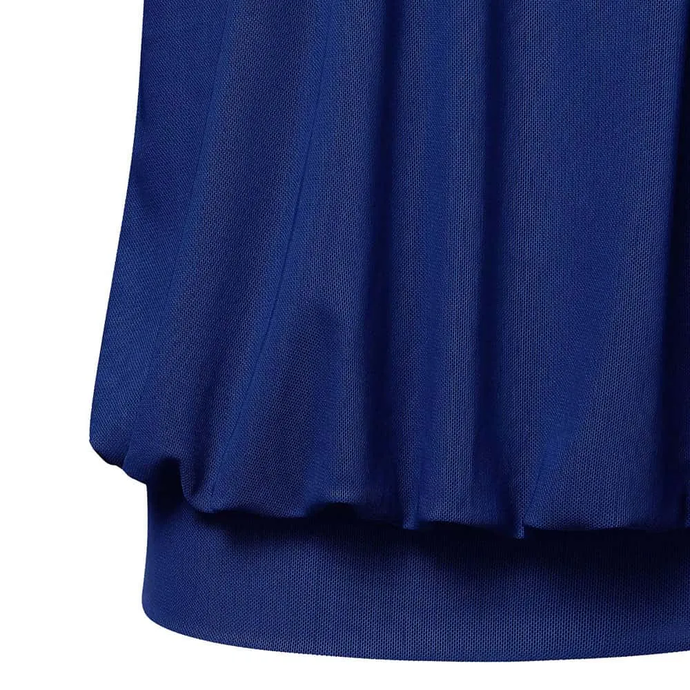 Long Sleeve Scoop Neck Pleated Front  Blouse