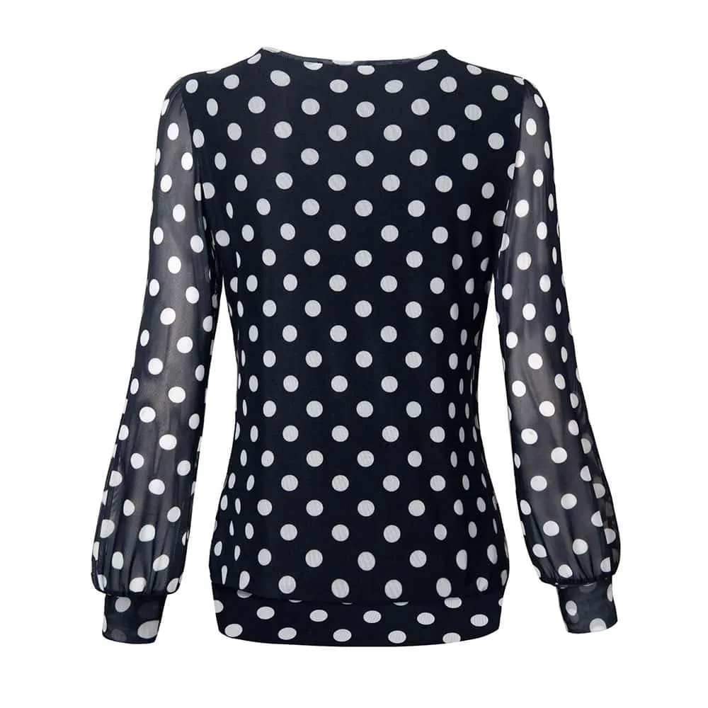 Long Sleeve Scoop Neck Pleated Front  Blouse