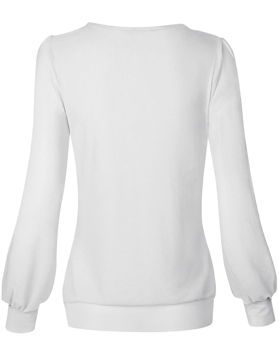 Long Sleeve Scoop Neck Pleated Front  Blouse