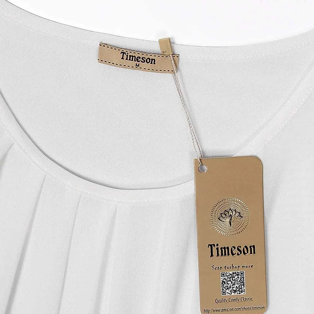Long Sleeve Scoop Neck Pleated Front  Blouse