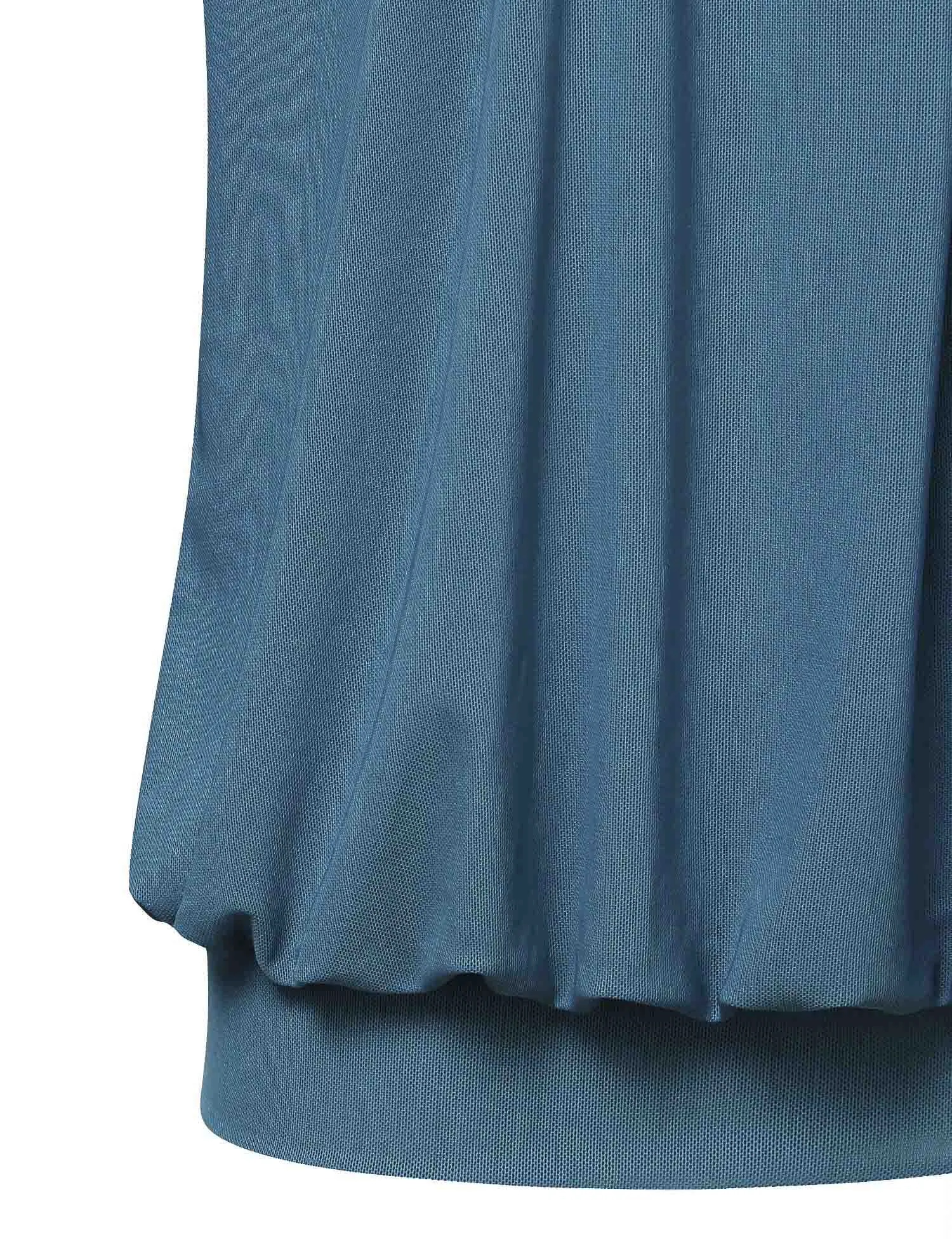 Long Sleeve Scoop Neck Pleated Front  Blouse