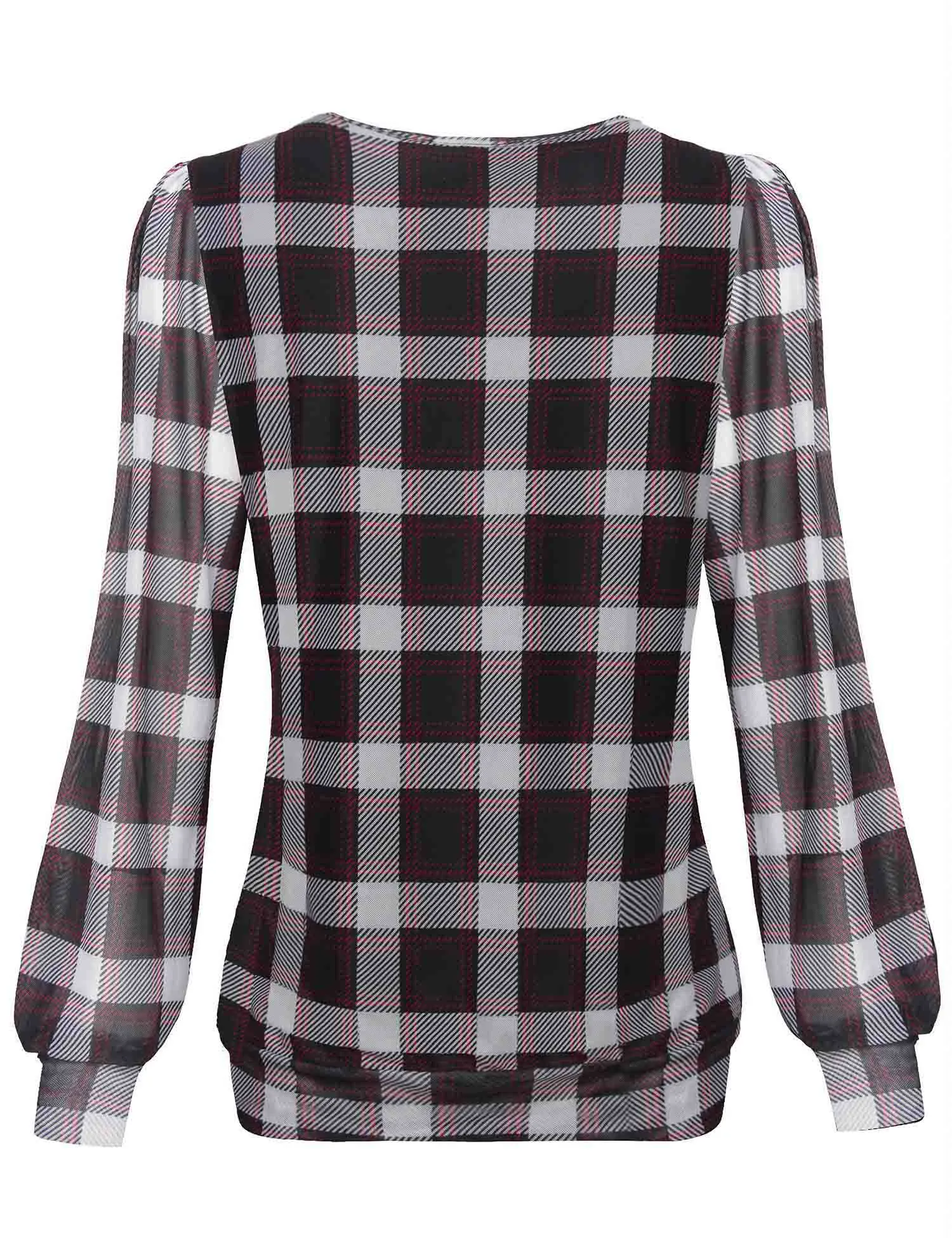 Long Sleeve Scoop Neck Pleated Front  Blouse