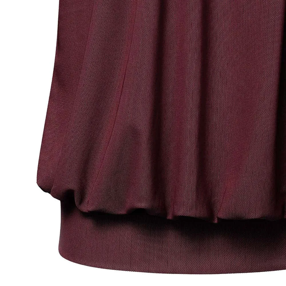Long Sleeve Scoop Neck Pleated Front  Blouse