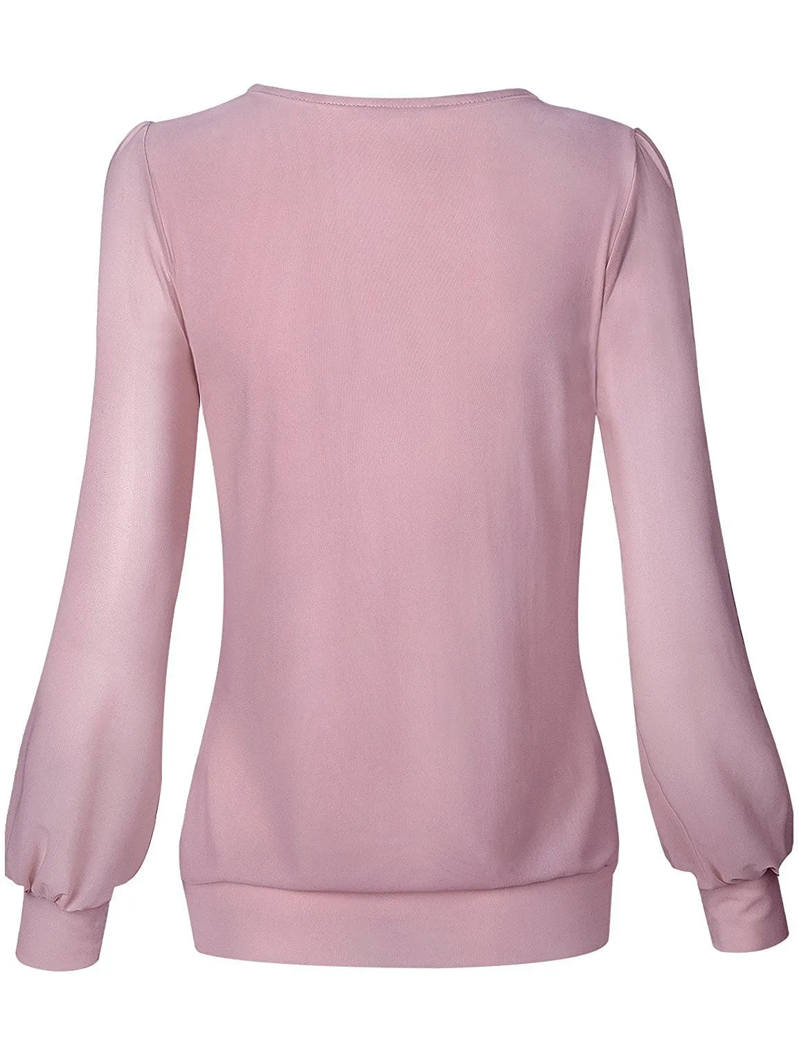 Long Sleeve Scoop Neck Pleated Front  Blouse