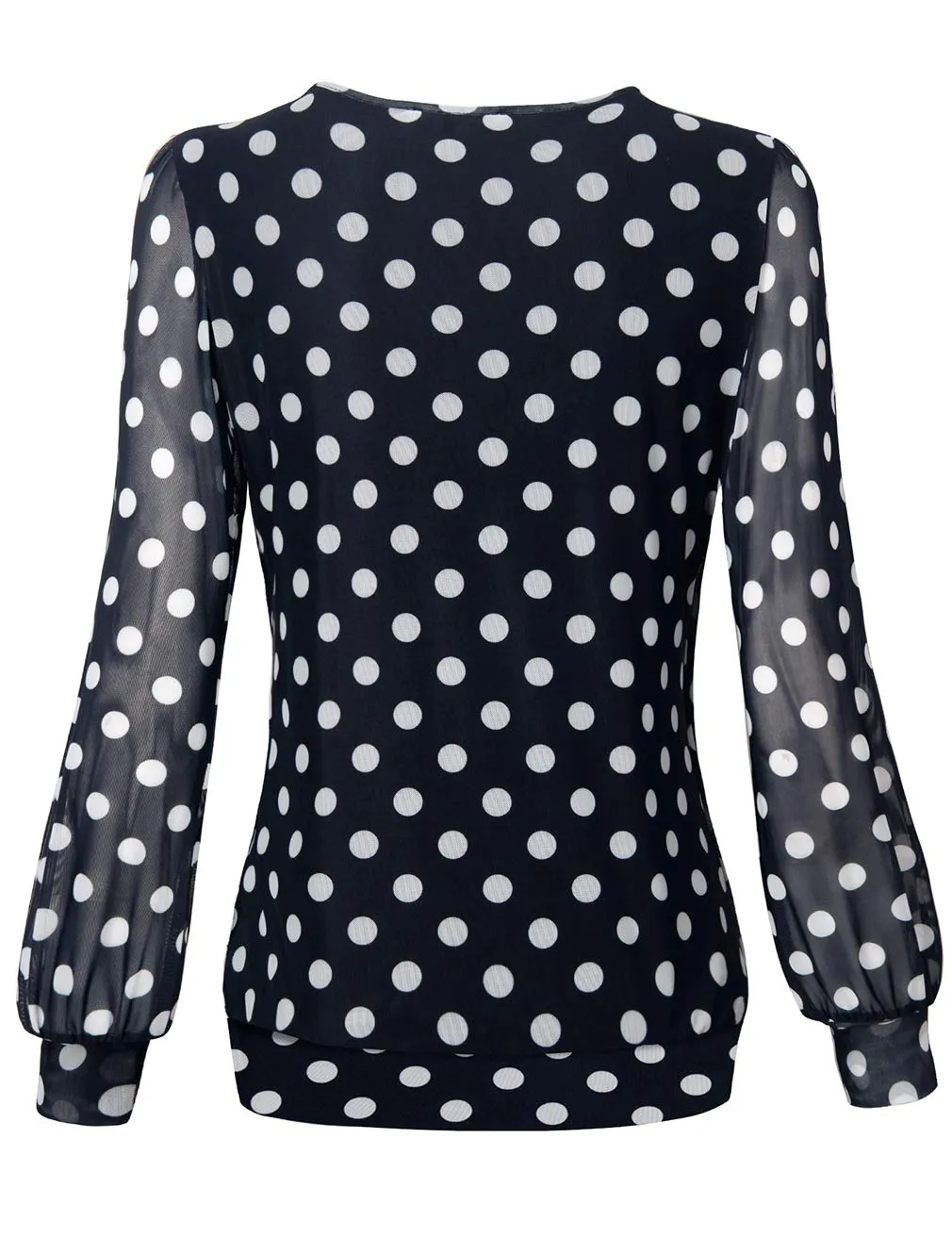 Long Sleeve Scoop Neck Pleated Front  Blouse