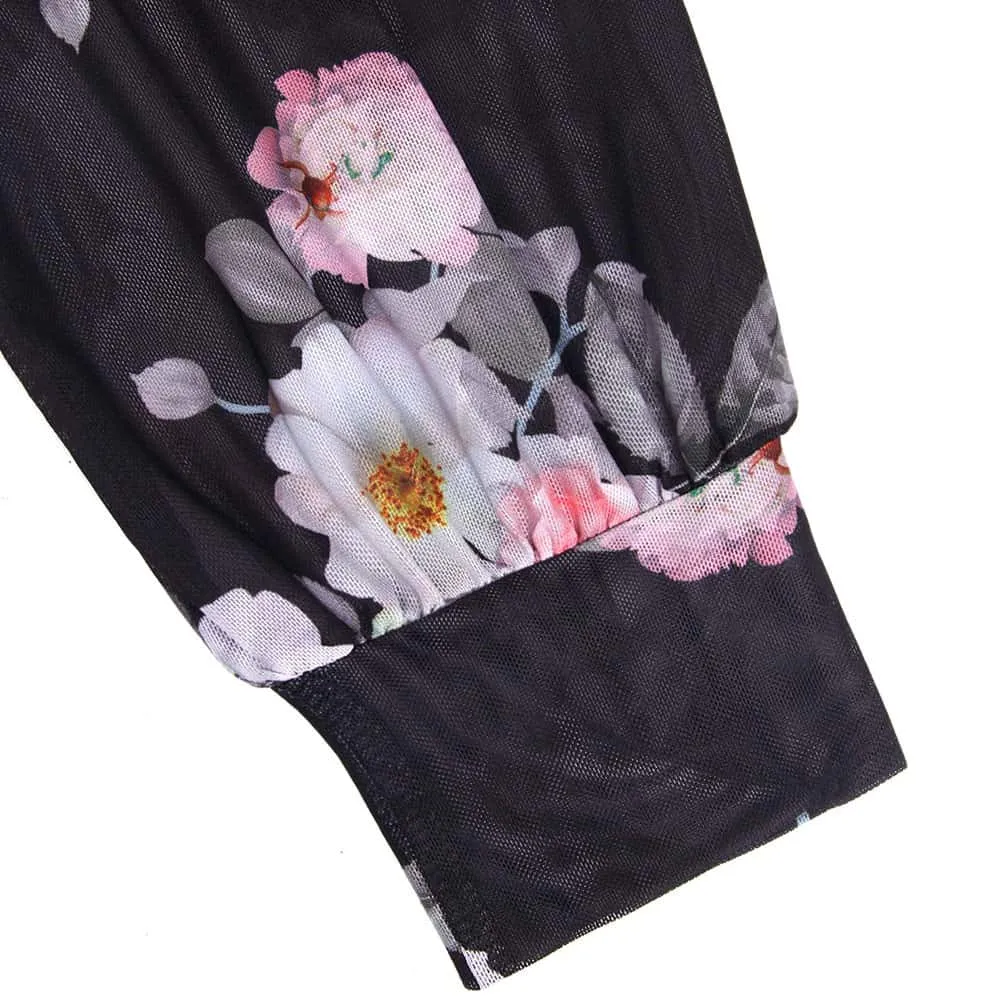 Long Sleeve Scoop Neck Pleated Front  Blouse