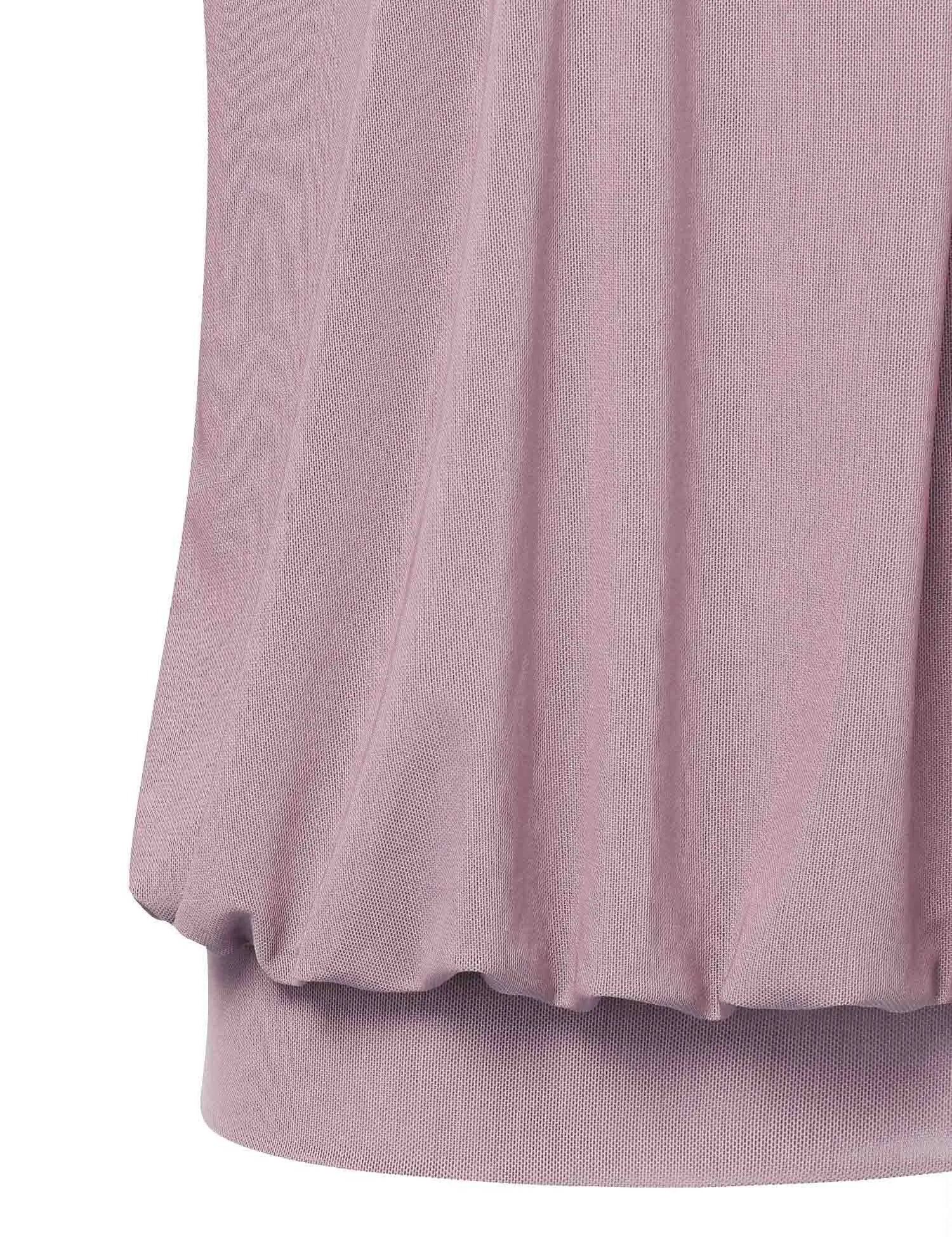 Long Sleeve Scoop Neck Pleated Front  Blouse