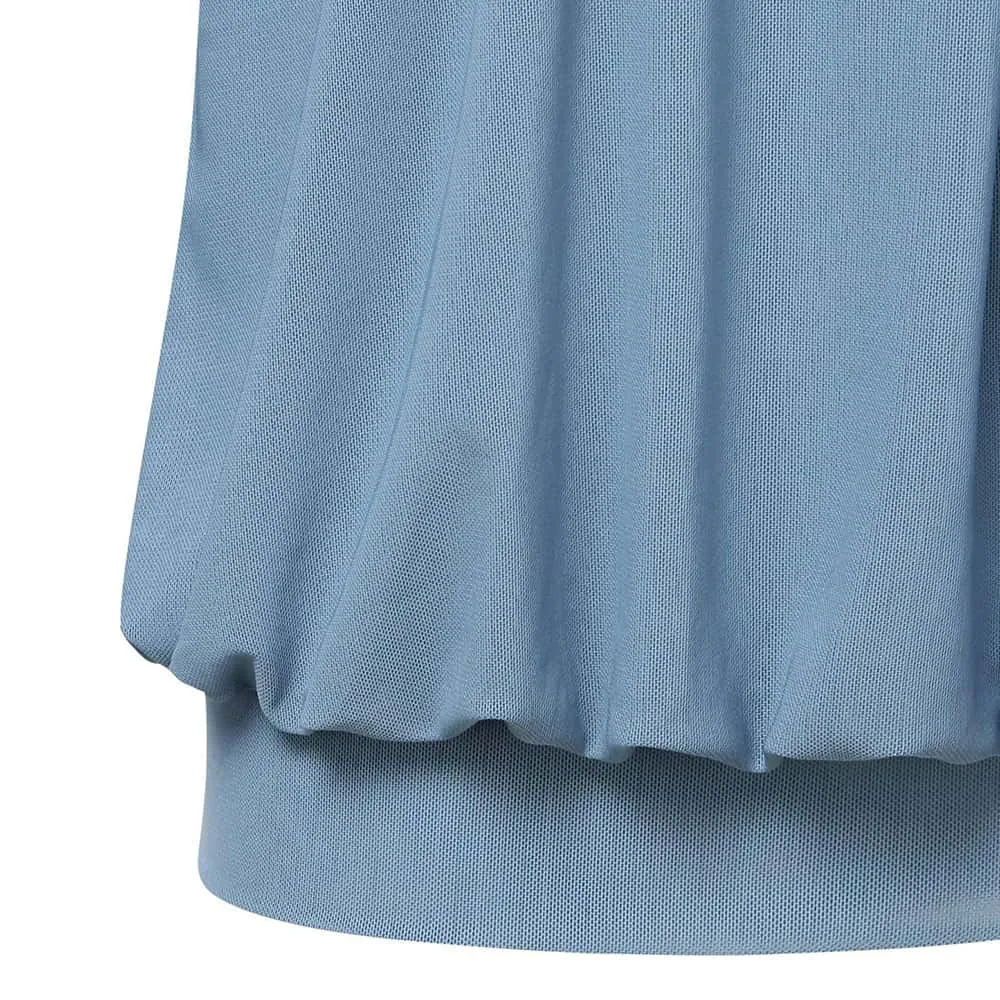 Long Sleeve Scoop Neck Pleated Front  Blouse