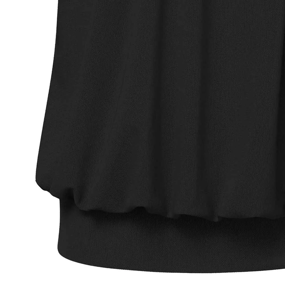 Long Sleeve Scoop Neck Pleated Front  Blouse