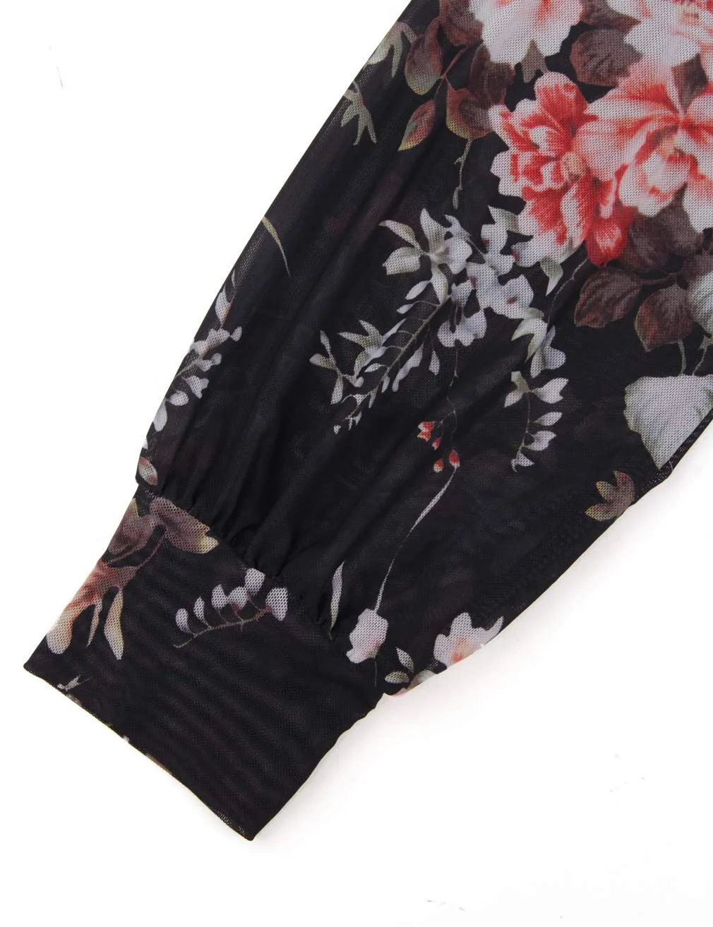 Long Sleeve Scoop Neck Pleated Front  Blouse