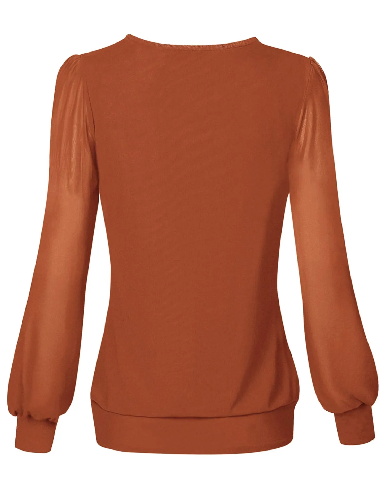 Long Sleeve Scoop Neck Pleated Front  Blouse