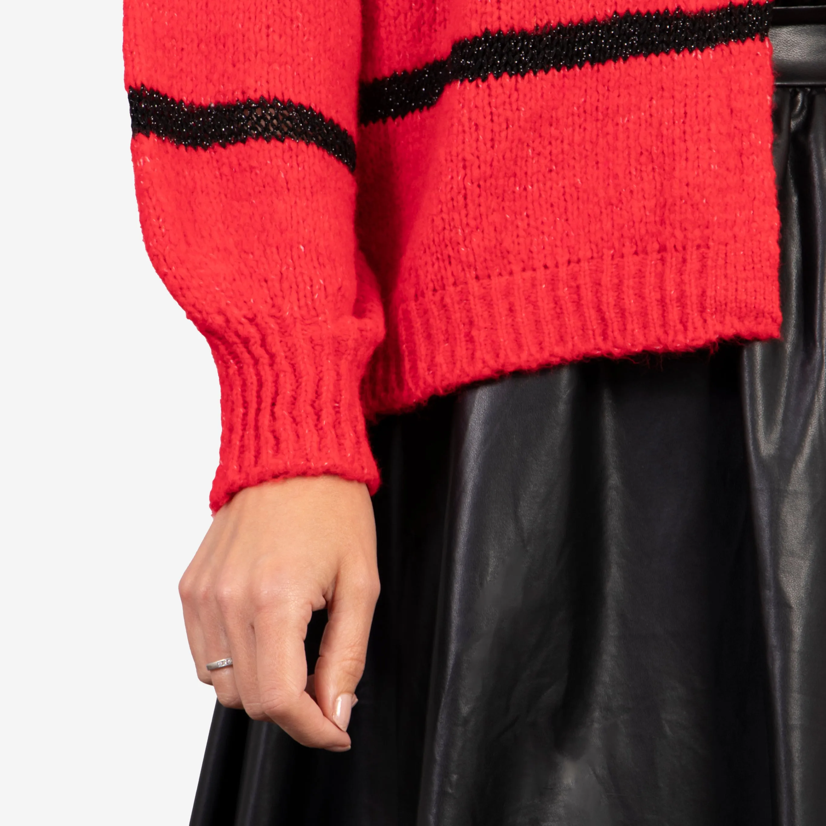 Lucy Cardigan - Red, Black/Striped