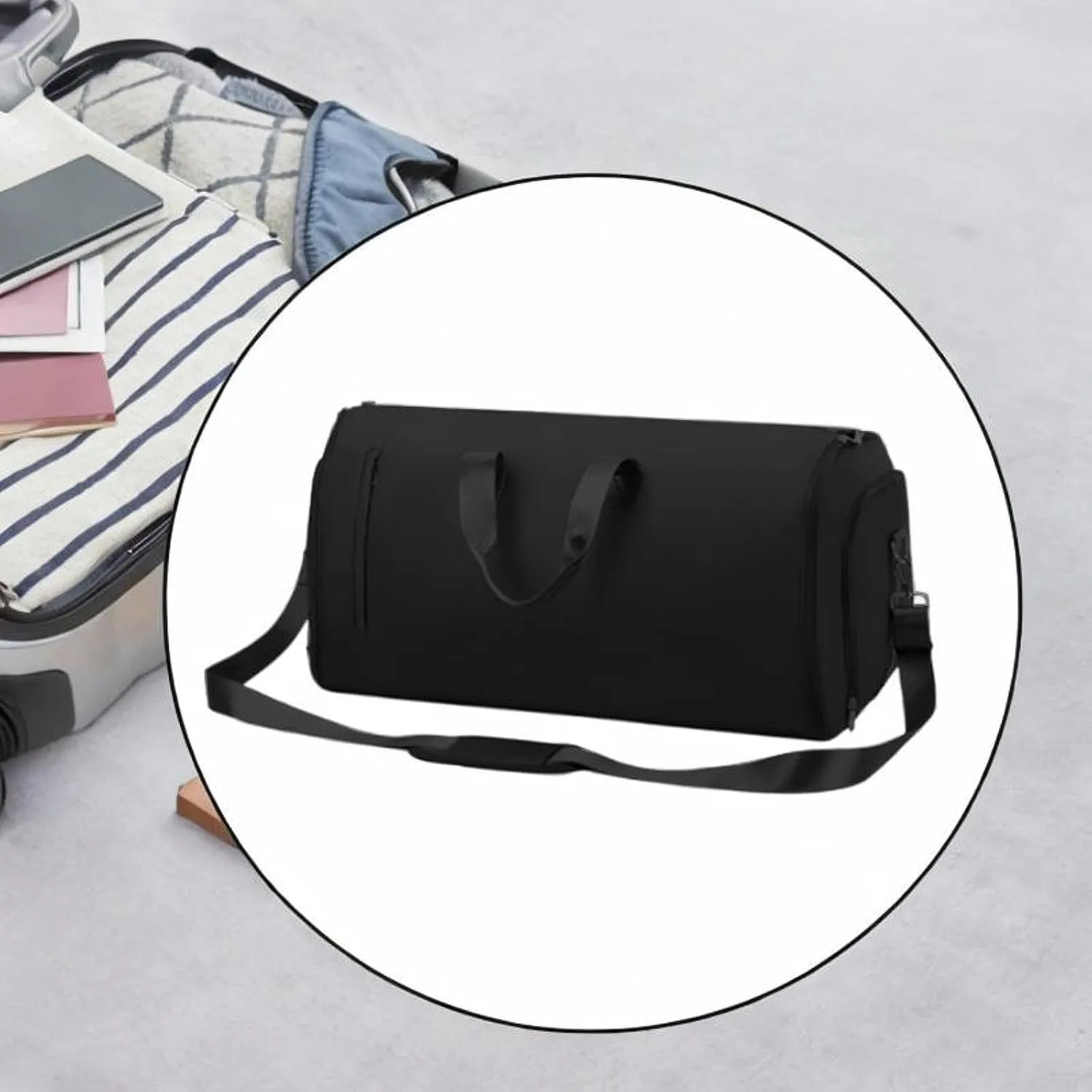 Luggage Bag Leather Duffle Bag for Hiking Holiday Trip Backpacking for Men Women, Black