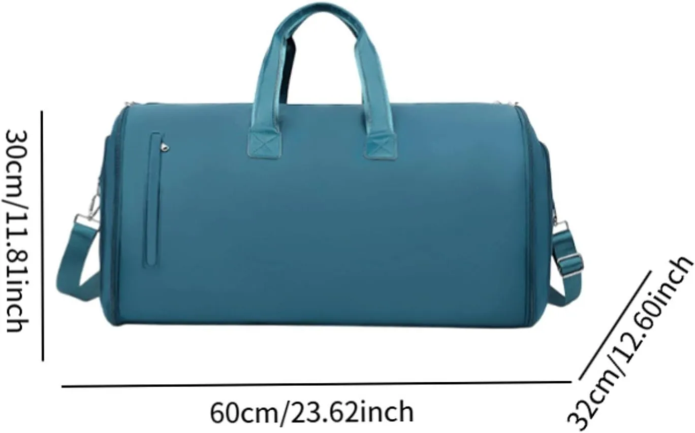 Luggage Bag Leather Duffle Bag for Hiking Holiday Trip Backpacking for Men Women, Blue