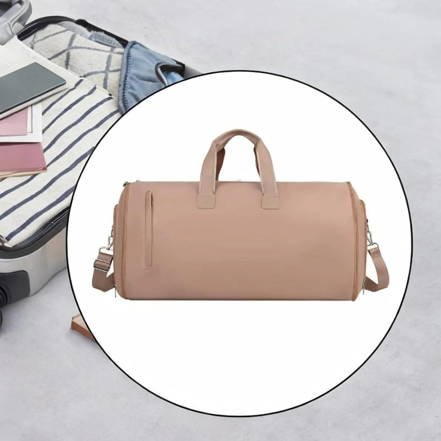 Luggage Bag Leather Duffle Bag for Hiking Holiday Trip Backpacking for Men Women, Brown