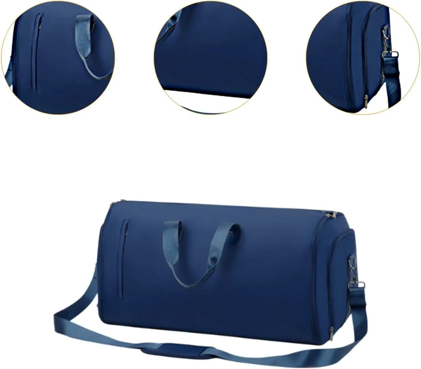 Luggage Bag Leather Duffle Bag for Hiking Holiday Trip Backpacking for Men Women, Dark Blue