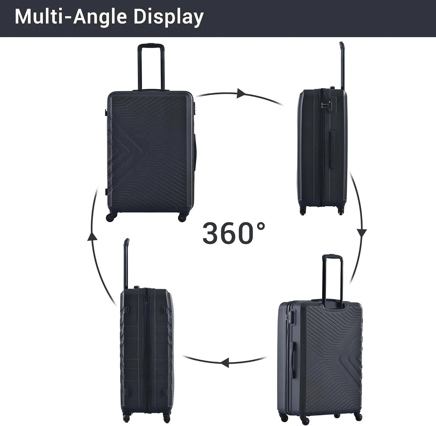 Luggage set,3 piece suitcases with wheels hardshell,TSA lock,Lightweight,20inch Carry-On,24/28inch Checked Luggage (Black)
