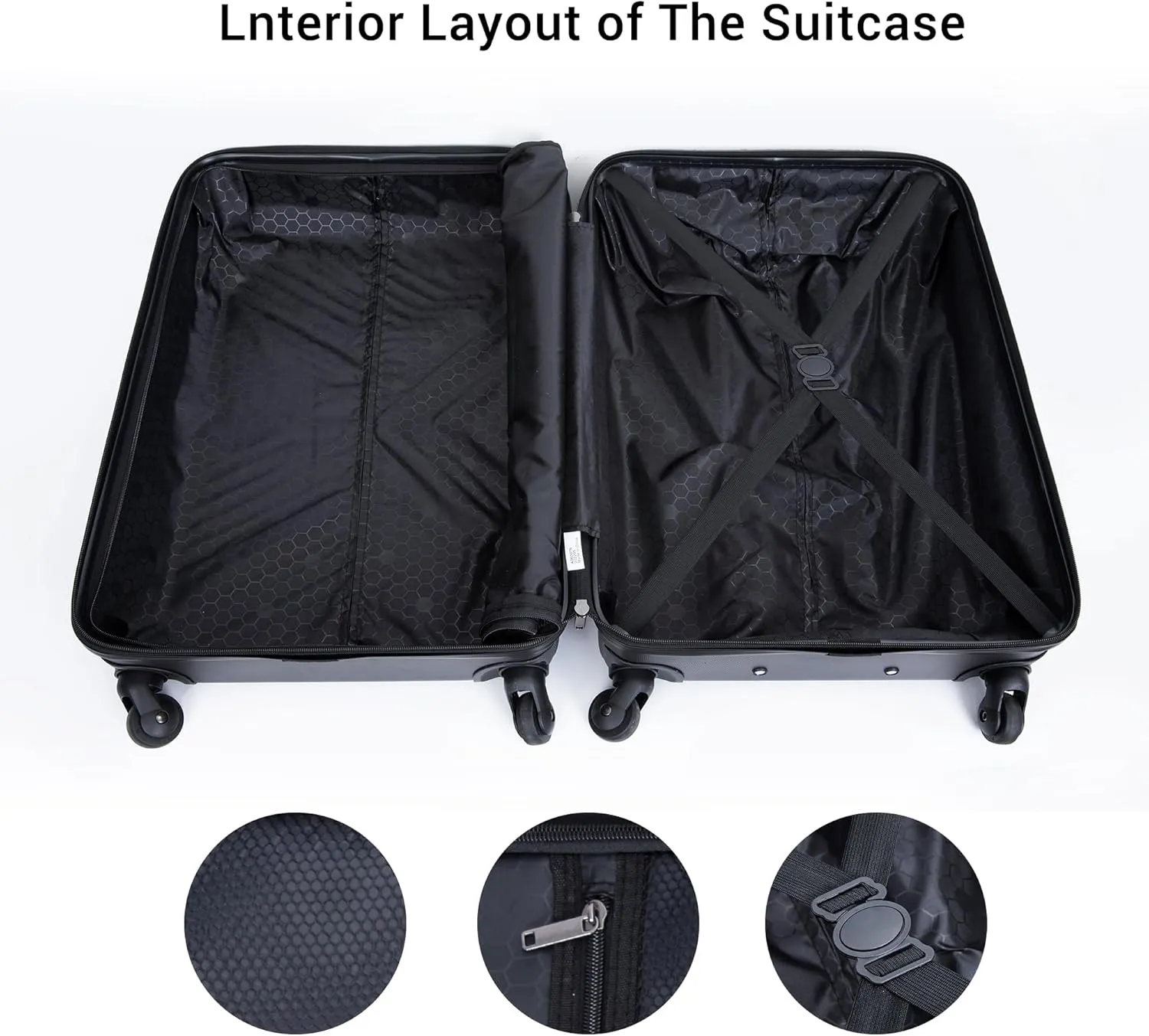 Luggage set,3 piece suitcases with wheels hardshell,TSA lock,Lightweight,20inch Carry-On,24/28inch Checked Luggage (Black)
