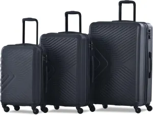 Luggage set,3 piece suitcases with wheels hardshell,TSA lock,Lightweight,20inch Carry-On,24/28inch Checked Luggage (Black)