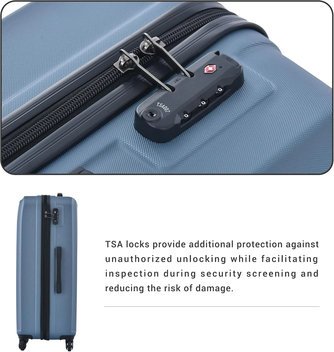 Luggage set,3 piece suitcases with wheels hardshell,TSA lock,Lightweight,20inch Carry-On,24/28inch Checked Luggage (Blue)
