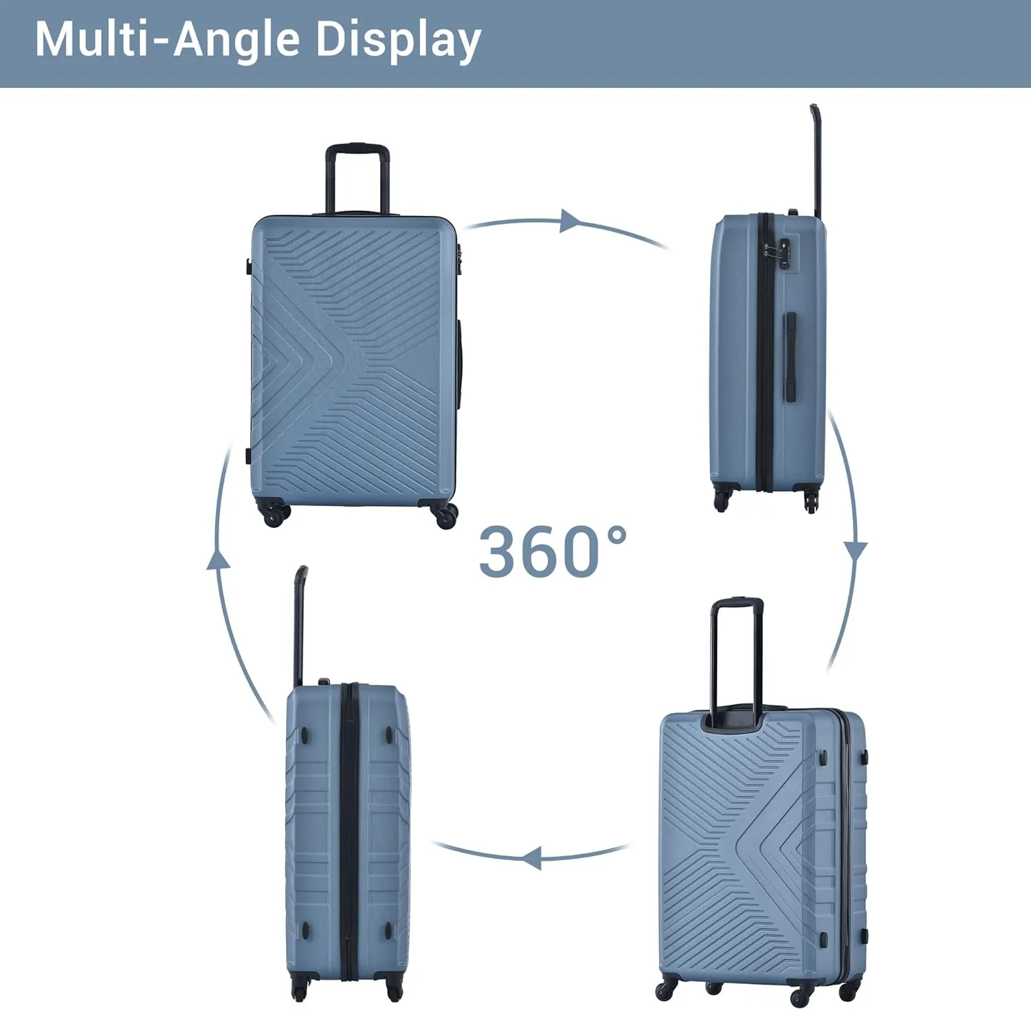 Luggage set,3 piece suitcases with wheels hardshell,TSA lock,Lightweight,20inch Carry-On,24/28inch Checked Luggage (Blue)