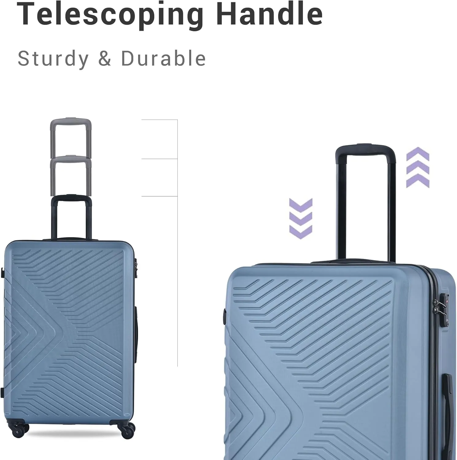 Luggage set,3 piece suitcases with wheels hardshell,TSA lock,Lightweight,20inch Carry-On,24/28inch Checked Luggage (Blue)