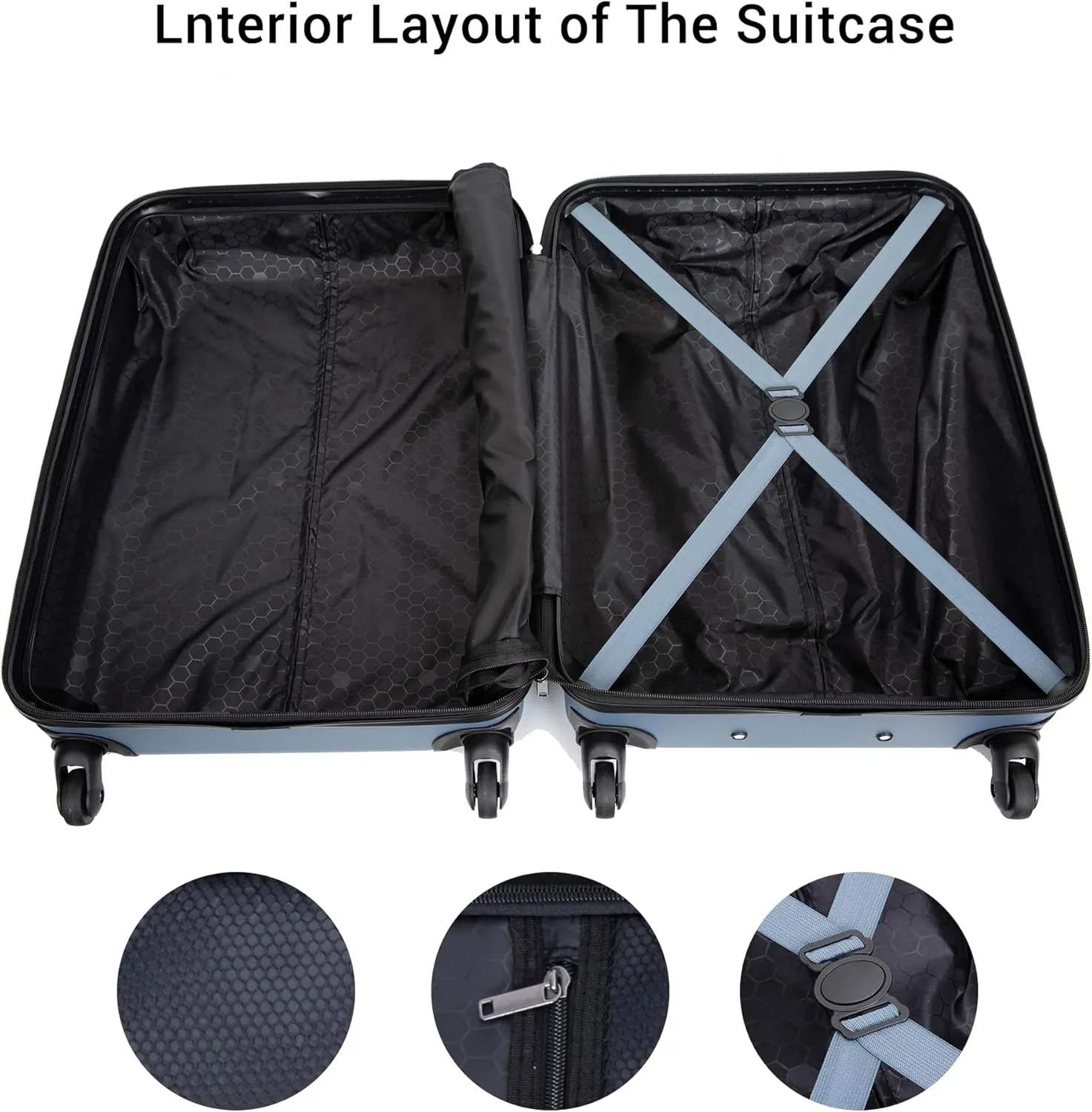 Luggage set,3 piece suitcases with wheels hardshell,TSA lock,Lightweight,20inch Carry-On,24/28inch Checked Luggage (Blue)