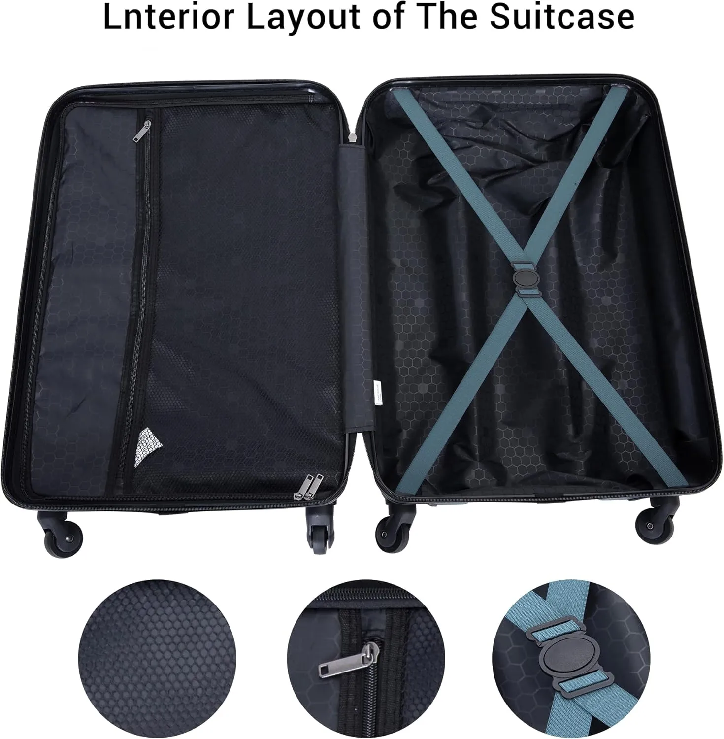 Luggage set,3 piece suitcases with wheels hardshell,TSA lock,Lightweight,20inch Carry-On,24/28inch Checked Luggage (Dark Green)